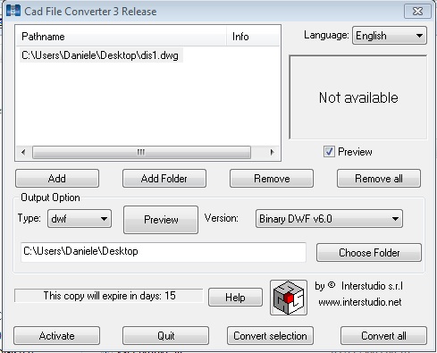 Screenshot of CAD File Converter W