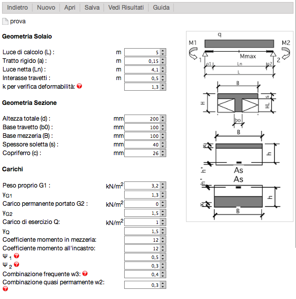 Software calcolo solaio travetti precompressi